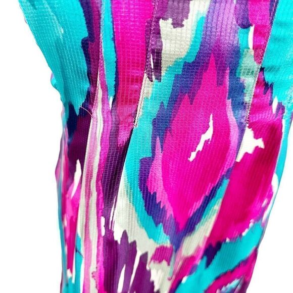 Nanette Leopore Dress A-Line Baby Doll 100% Silk Pink Blue Ikat Print Size 2 - Picture 4 of 9